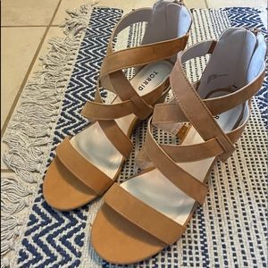Torrid Wedge Heel Tan Sandals Size 12W
